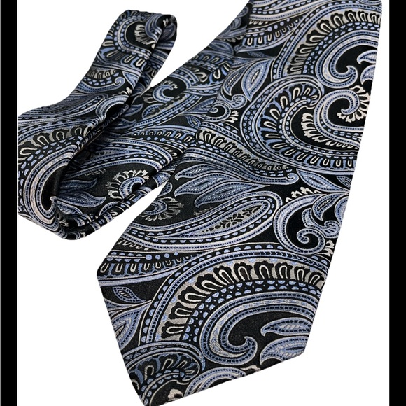 Bugatti Blue big Paisley Print Neck TIE 100% Imported Silk Men’s Classic 60” TIE - Picture 1 of 10